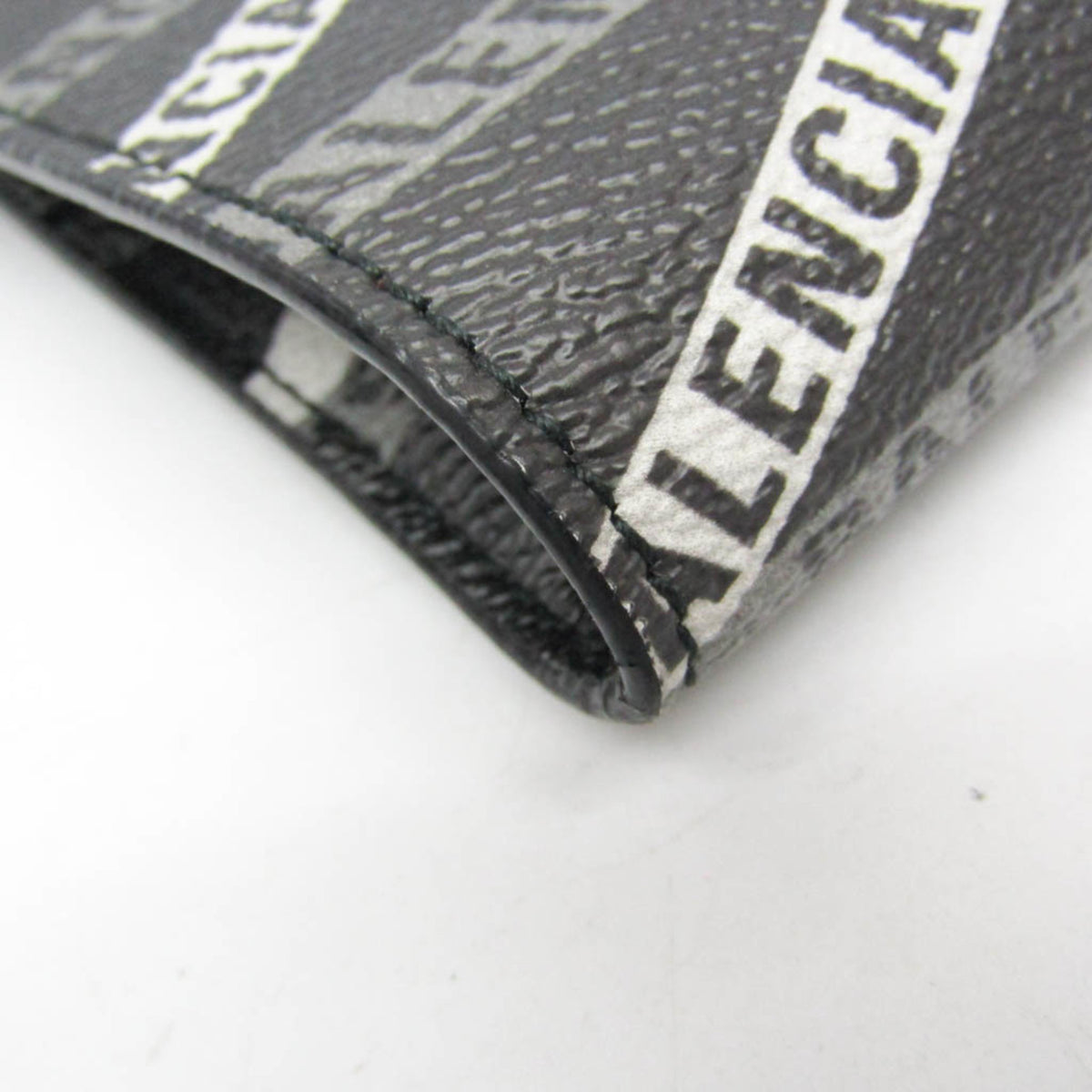 Balenciaga Fold Over Monogram Printed Leather Black Leather Tote Bag Bag (Pre-Owned)
