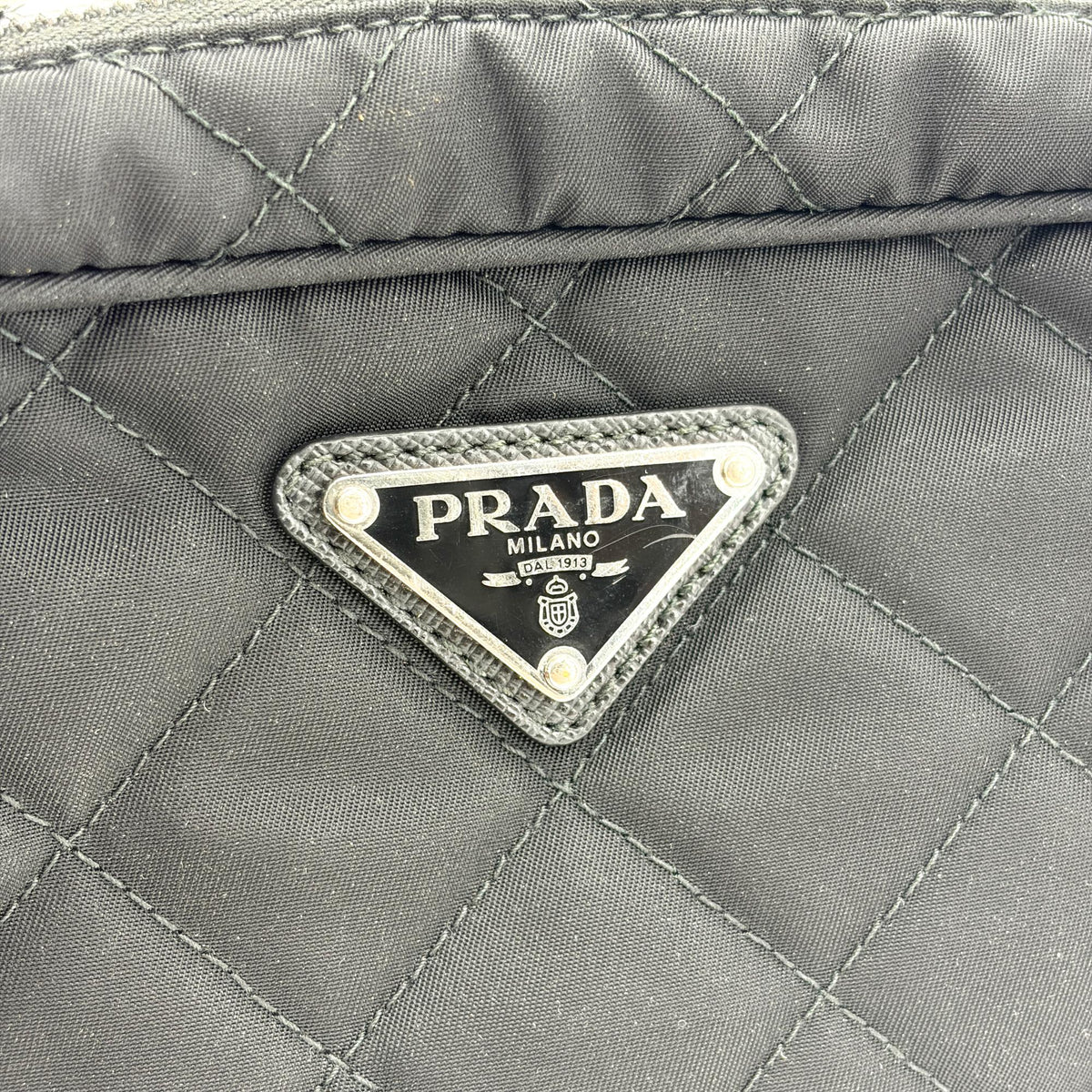 Prada Convertible Quilted Tessuto Black Nylon Shoulder Bag Bag (Pre-Owned)