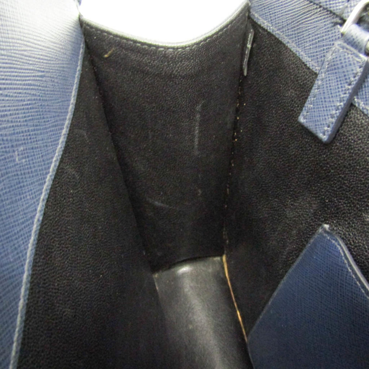 Prada Convertible Travel Saffiano Leather Navy Leather Briefcase Bag (Pre-Owned)