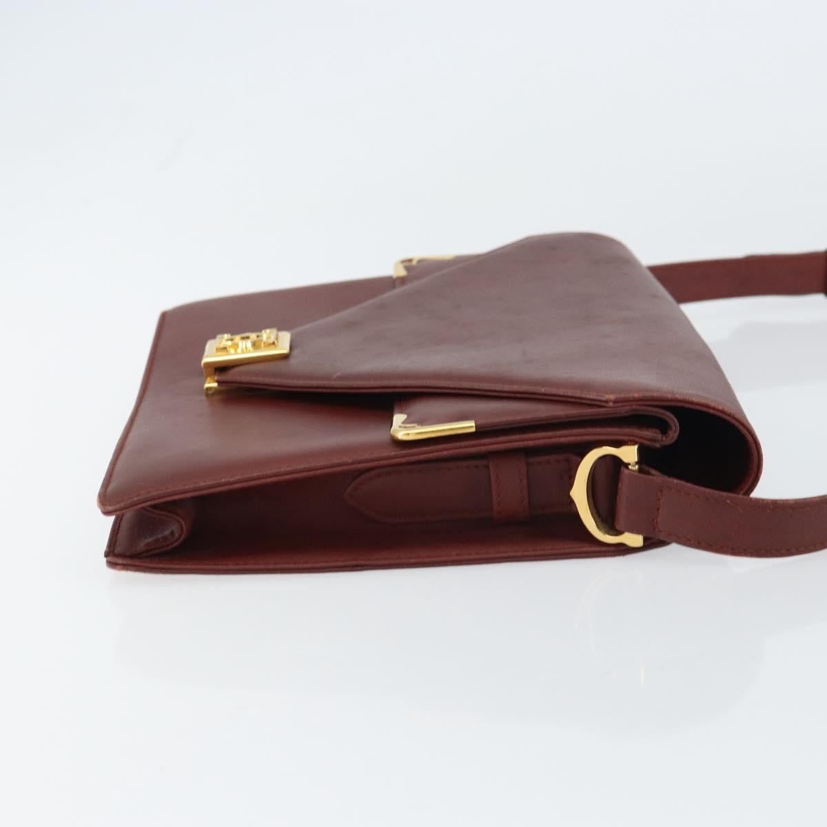Cartier Must De Cartier Leather Burgundy Leather Shoulder Bag Bag (Pre-Owned)