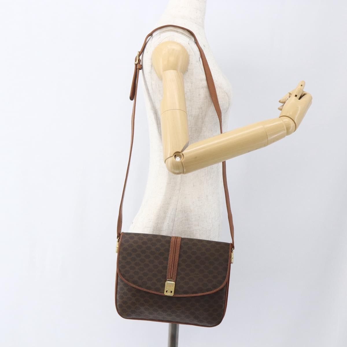 Celine Vintage Macadam Canvas And Leather Brown Canvas Shoulder Bag Bag (Pre-Owned)