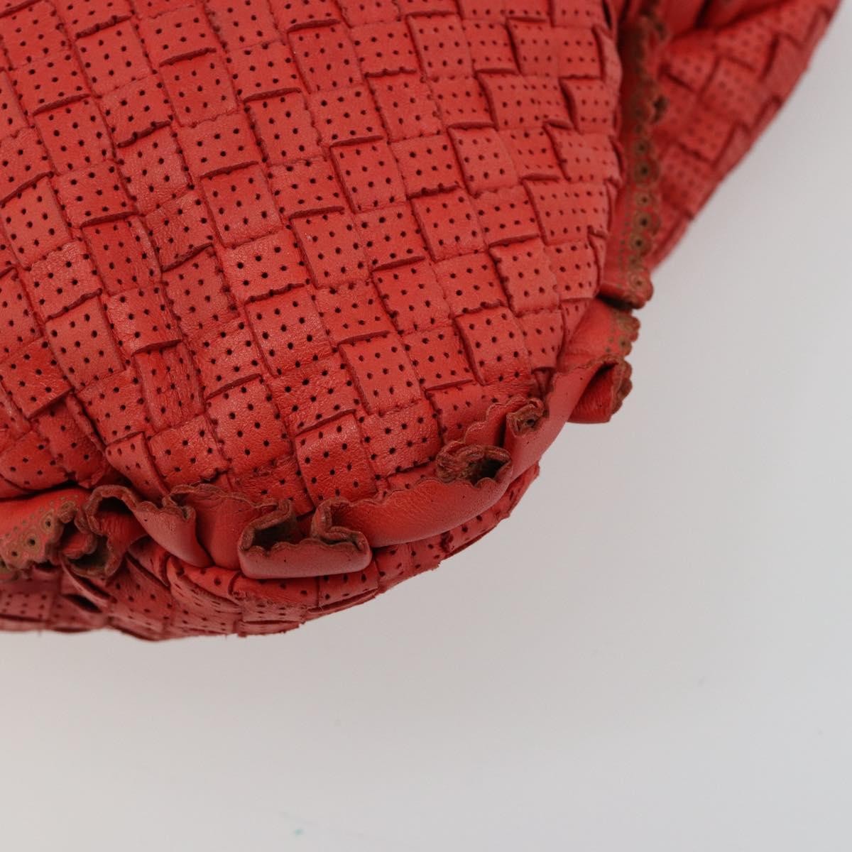 Bottega Veneta Intrecciato Shoulder Leather Red Leather Shoulder Bag Bag (Pre-Owned)