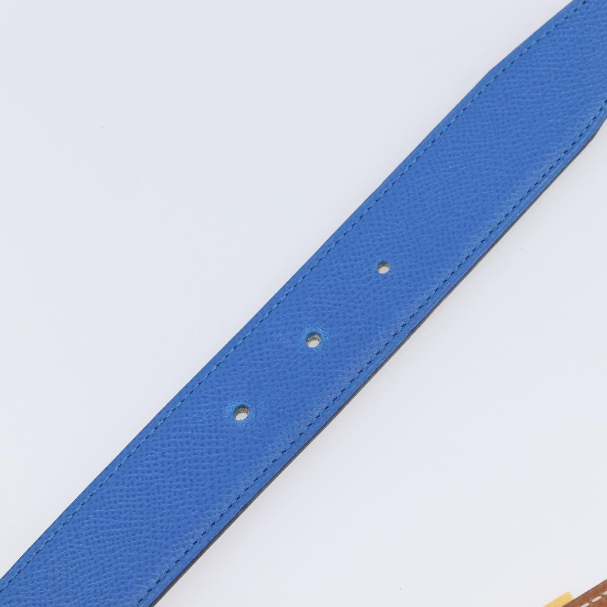 Hermes Constance Reversible Belt Leather Blue Leather Belts Accessory (Pre-Owned)