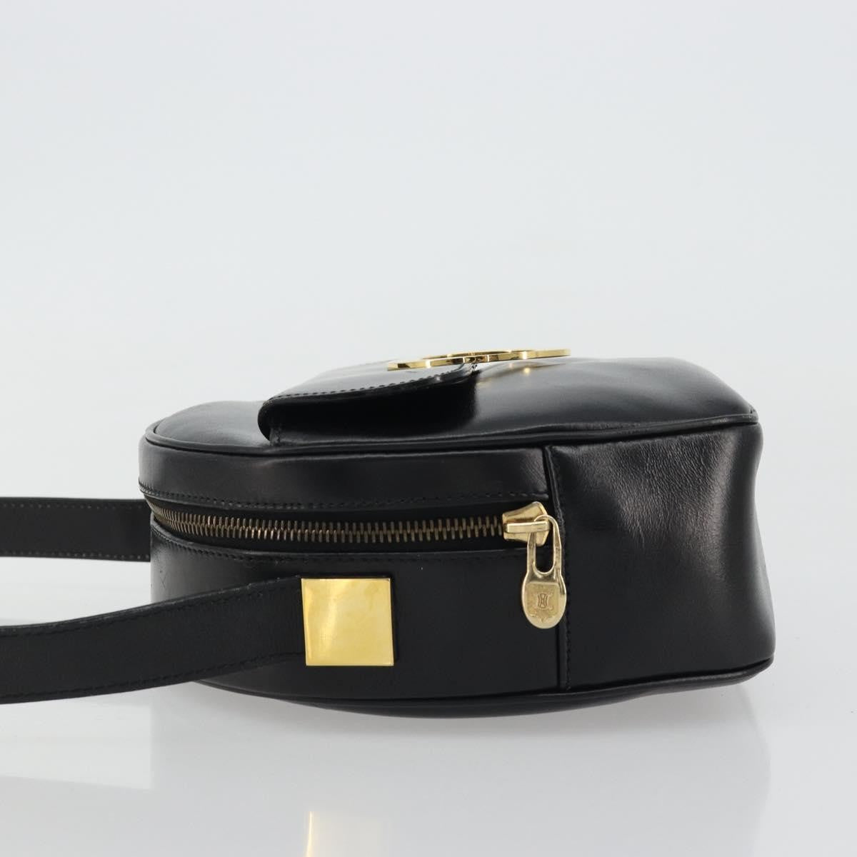 Celine Circle Logo Leather Black Leather Shoulder Bag Bag (Pre-Owned)