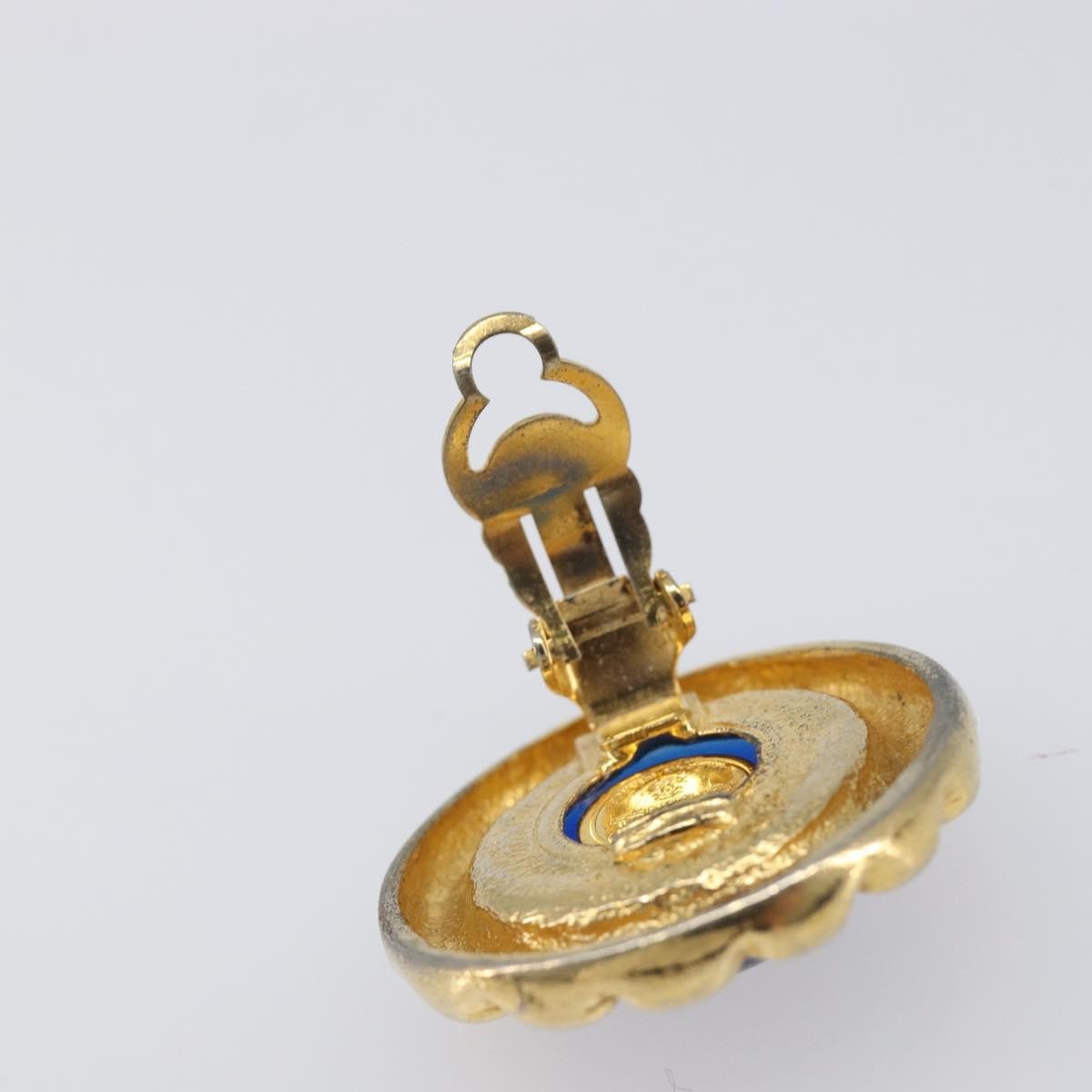Chanel Vintage Round Clip-On Metal Gold Metal Earrings Jewelry (Pre-Owned)