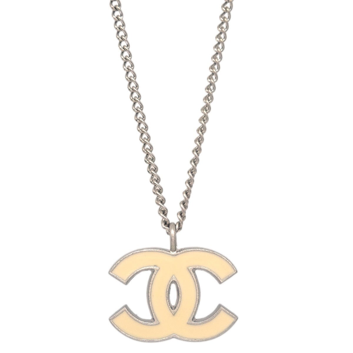 Chanel Cc Logo Pendant Metal Silver Silver_Plated Necklace Jewelry (Pre-Owned)
