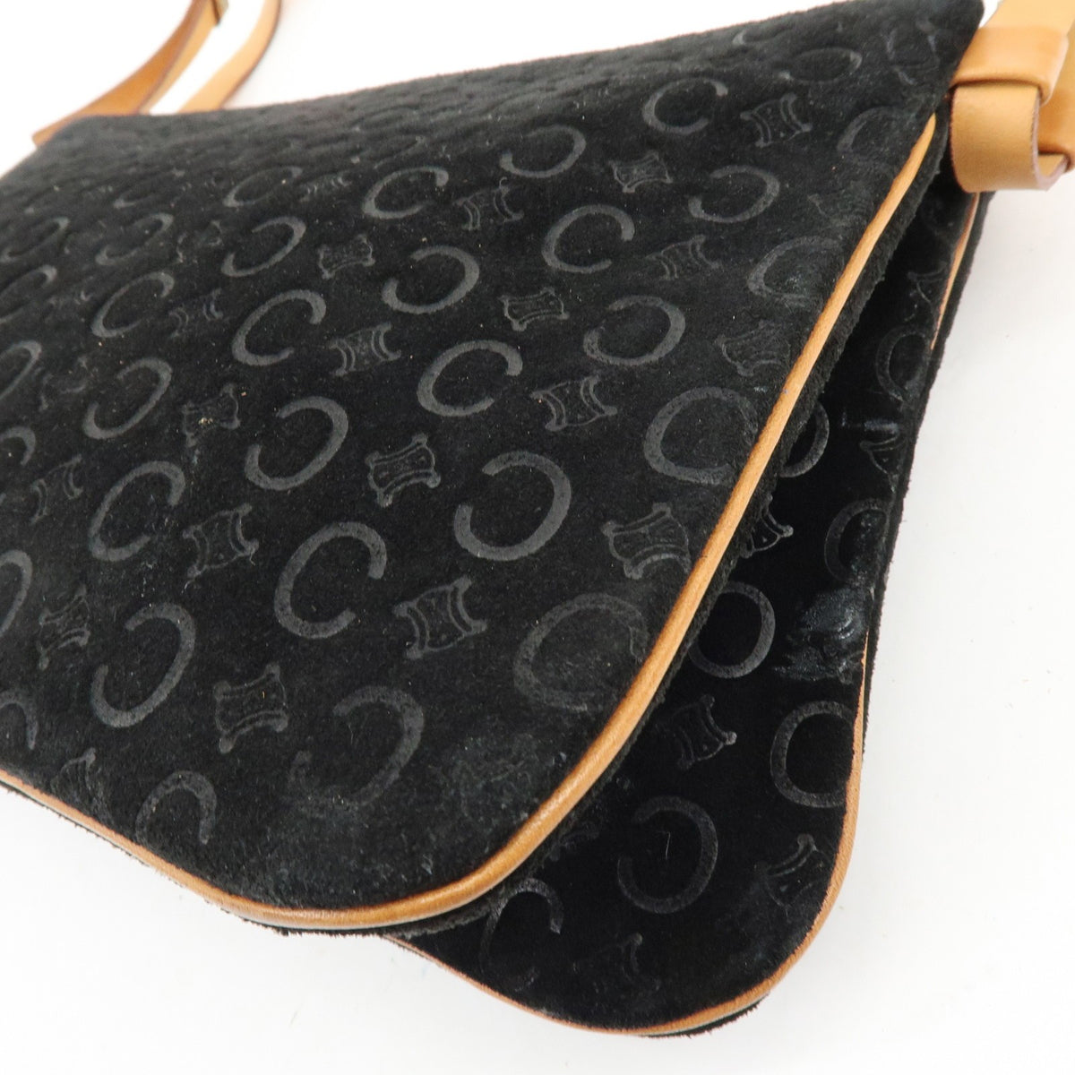 Celine C Macadam Shoulder Suede Black Suede Handbag (Pre-Owned)