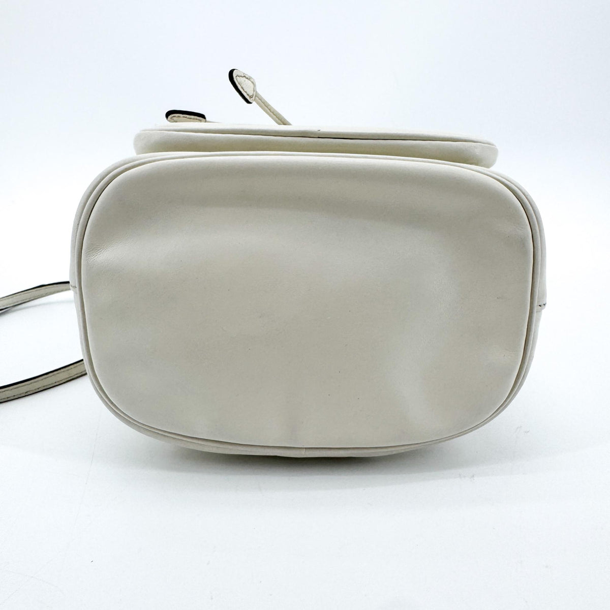 Prada Duet Drawstring Bucket Leather White Leather Handbag (Pre-Owned)