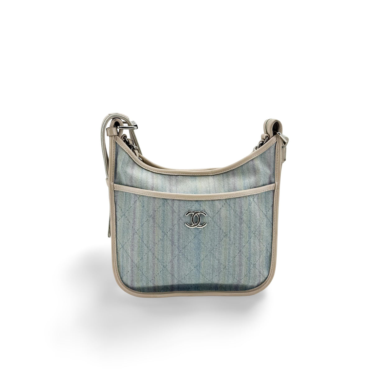 Chanel Jungle Stroll Hobo Quilted Printed Denim Beige Denim_Jeans Shoulder Bag Bag (Pre-Owned)