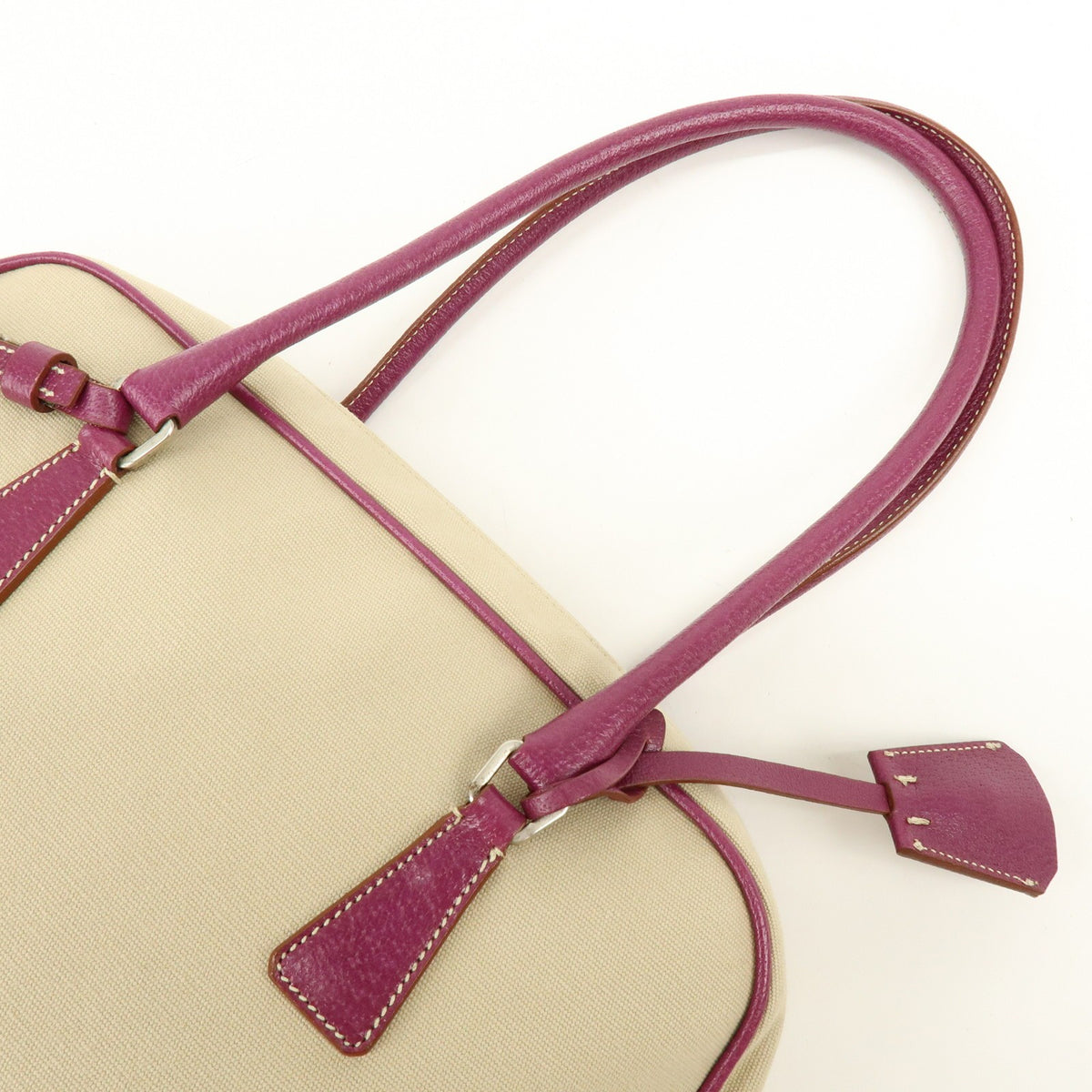 Prada Bowler Canvas With Leather Purple Canvas Shoulder Bag Bag (Pre-Owned)