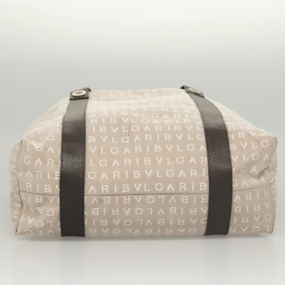 Bvlgari Logomania Canvas Beige Canvas Shoulder Bag Bag (Pre-Owned)