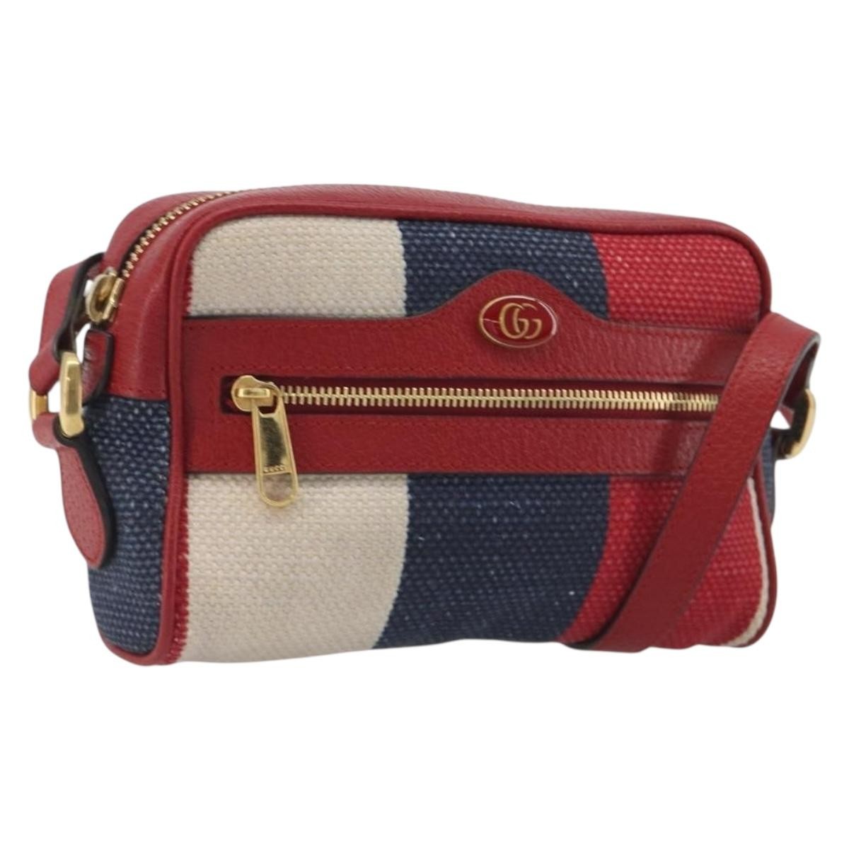 Gucci Ophidia Striped Canvas Red Canvas Shoulder Bag Bag (Pre-Owned)