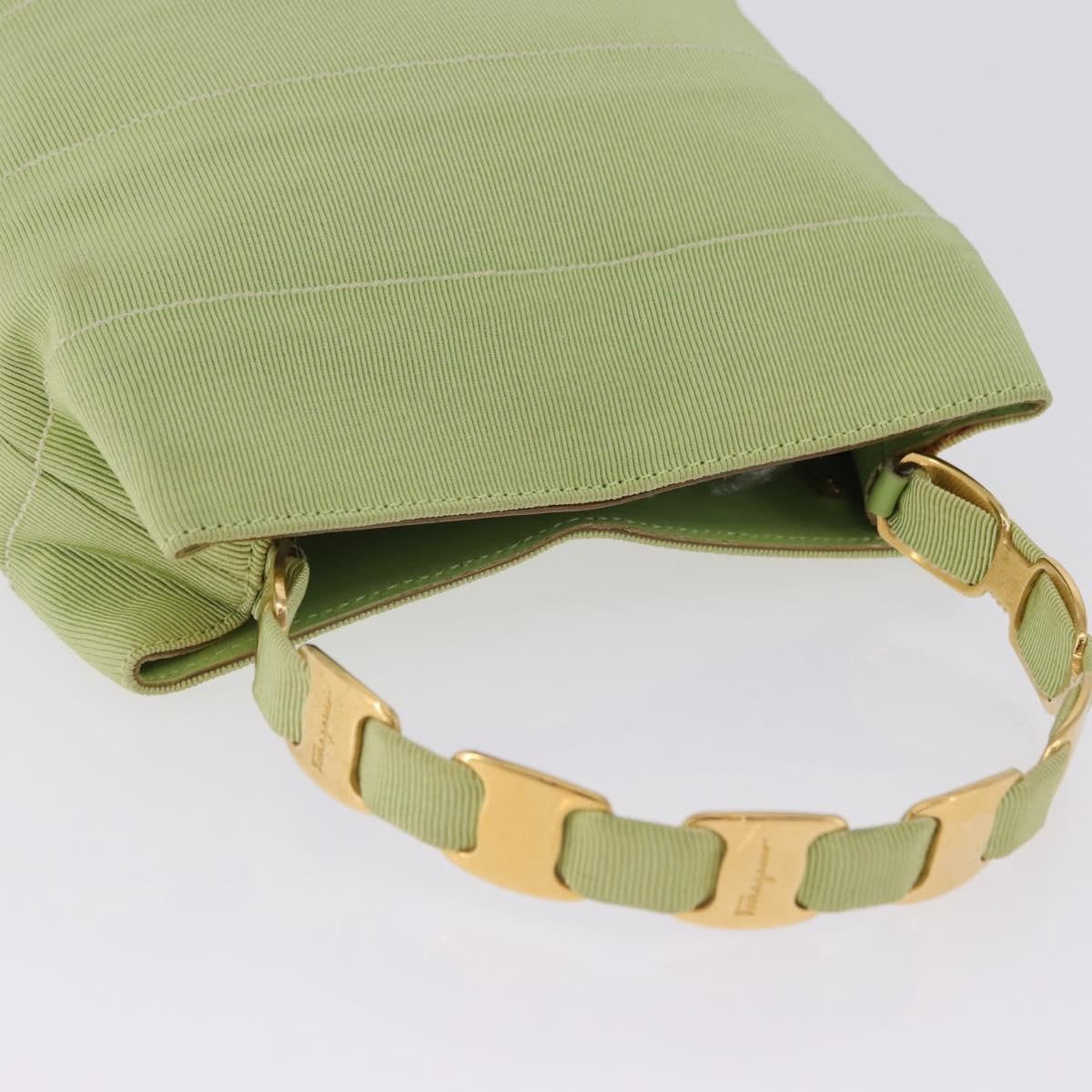 Salvatore Ferragamo Vala Canvas Green Canvas Shoulder Bag Bag (Pre-Owned)