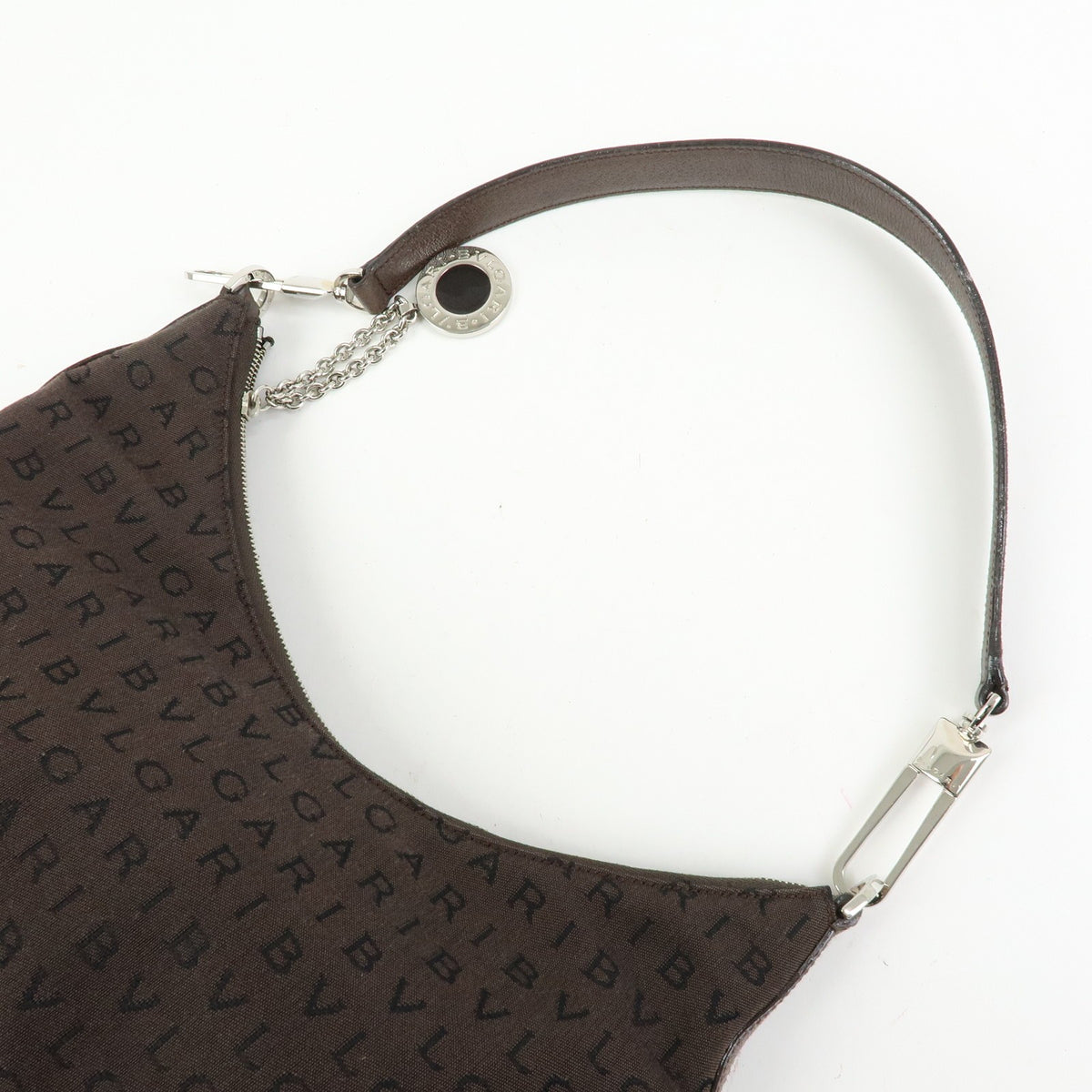 Bvlgari Logomania Suede Brown Canvas Handbag (Pre-Owned)