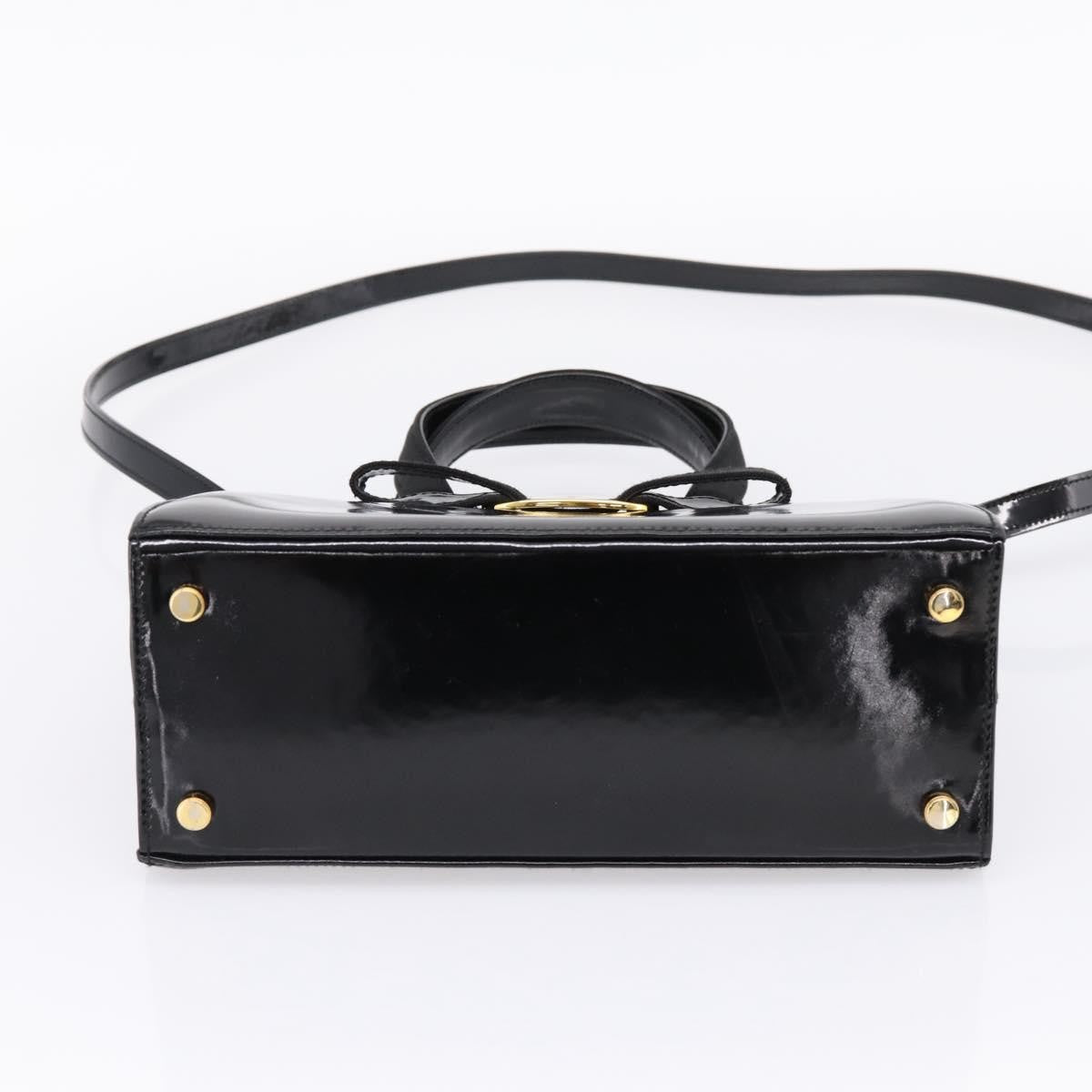 Salvatore Ferragamo Convertible Vara Bow Patent Leather Black Patent_Leather Handbag (Pre-Owned)