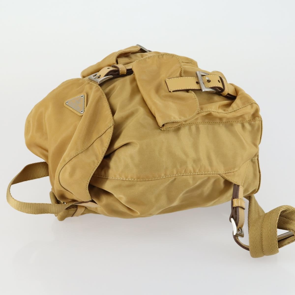 Off White Double Front Pocket Printed Canvas Beige Nylon Backpack Bag (Pre-Owned)