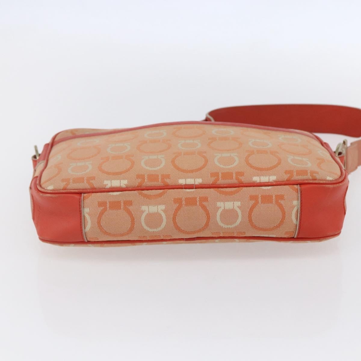 Salvatore Ferragamo Gancini Canvas Orange Canvas Shoulder Bag Bag (Pre-Owned)