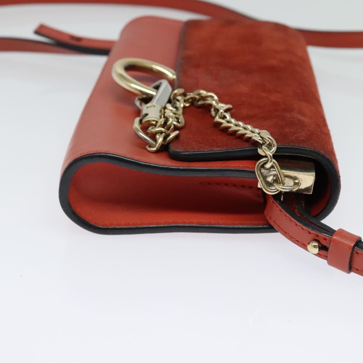 Chloe Faye Leather And Suede Red Leather Shoulder Bag Bag (Pre-Owned)