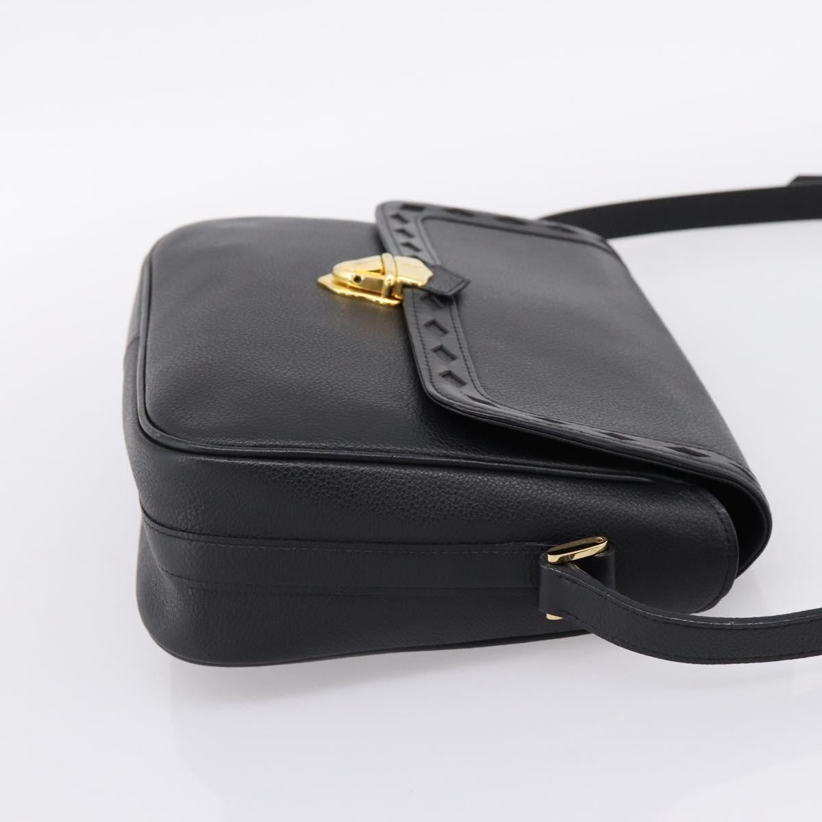 Saint Laurent Vintage Shoulder Bag Leather Black Leather Shoulder Bag Bag (Pre-Owned)