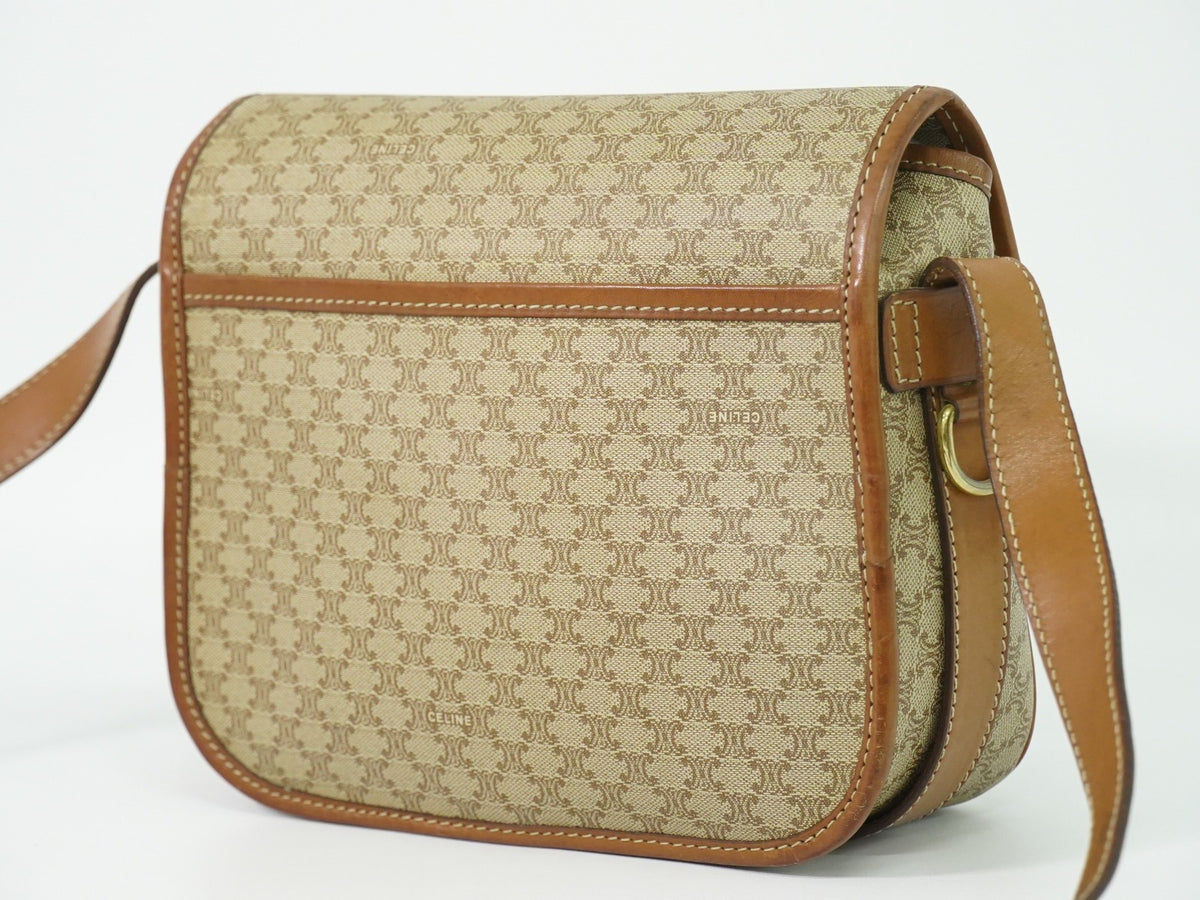 Celine Vintage Macadam Canvas And Leather Beige Canvas Shoulder Bag Bag (Pre-Owned)