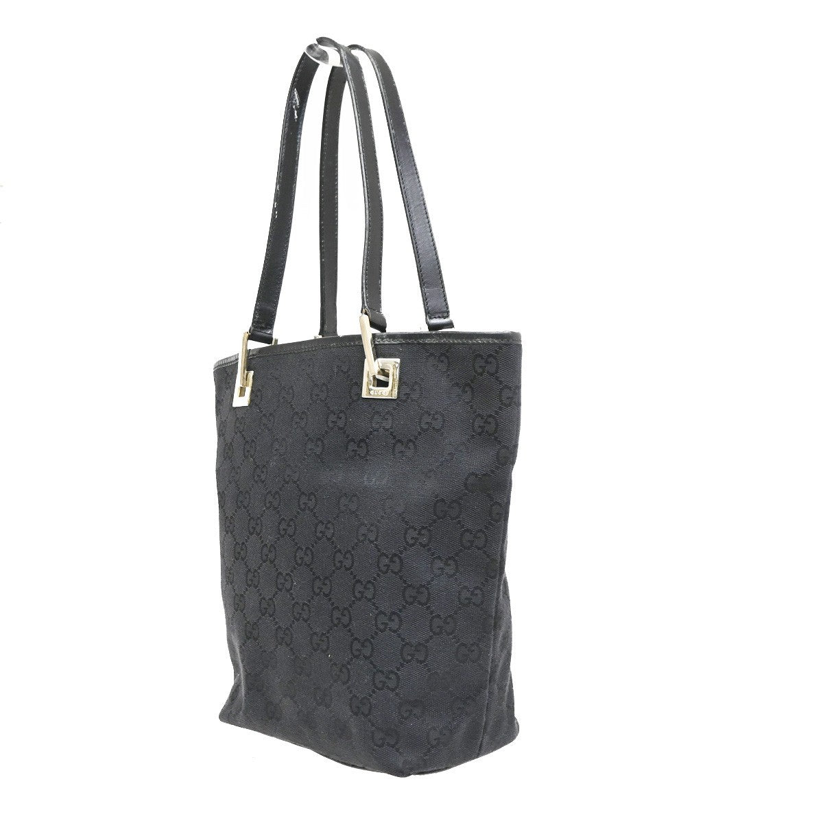 Gucci Vintage Bucket Shopping Gg Canvas Black Canvas Tote Bag Bag (Pre-Owned)