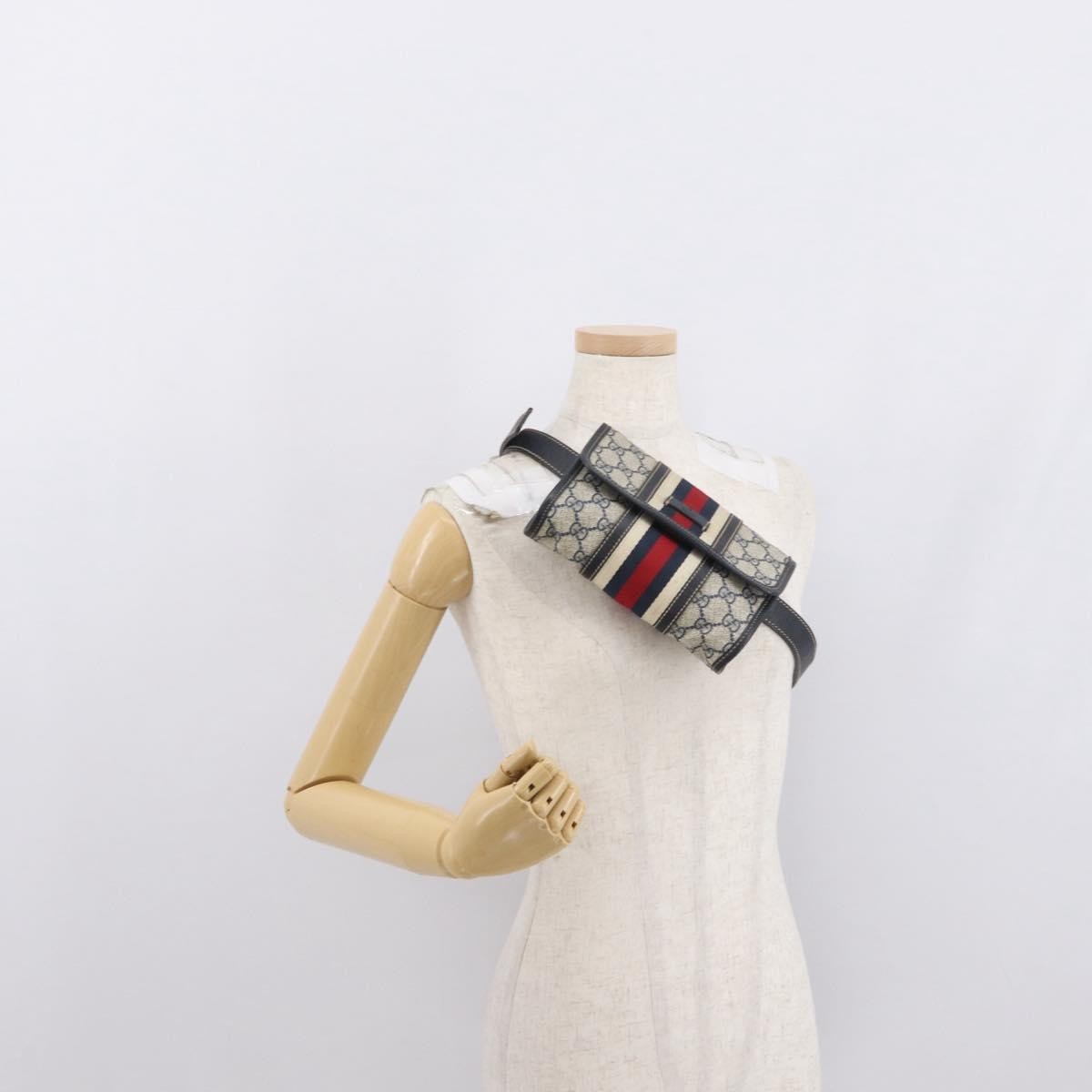 Gucci Vintage Web Belt Gg Coated Canvas Beige Canvas Handbag (Pre-Owned)