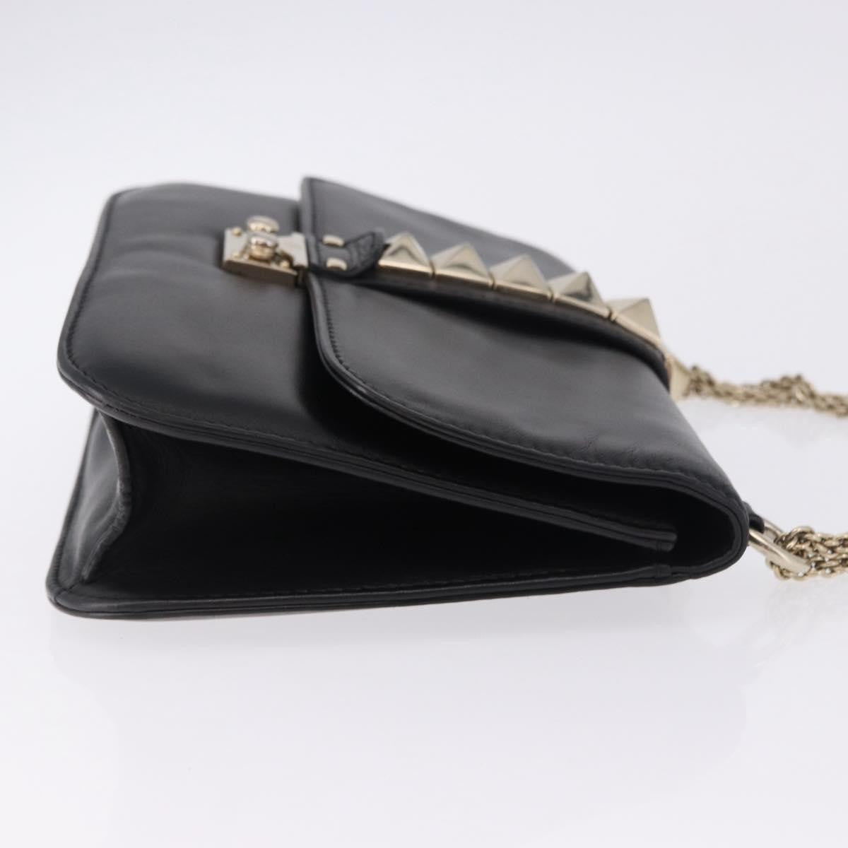 Valentino Garavani Glam Lock Leather Black Leather Shoulder Bag Bag (Pre-Owned)