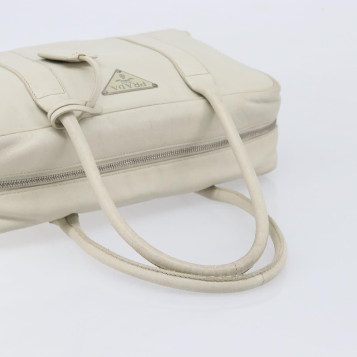 Prada Tote Leather White Leather Tote Bag Bag (Pre-Owned)