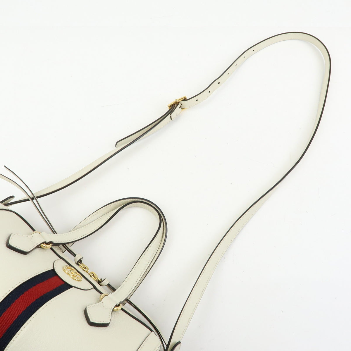 Gucci Ophidia Boston Leather White Leather Handbag (Pre-Owned)