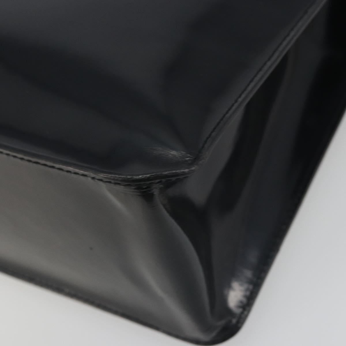 Chanel Vintage Embossed Logo Shoulder Patent Black Patent_Leather Tote Bag Bag (Pre-Owned)