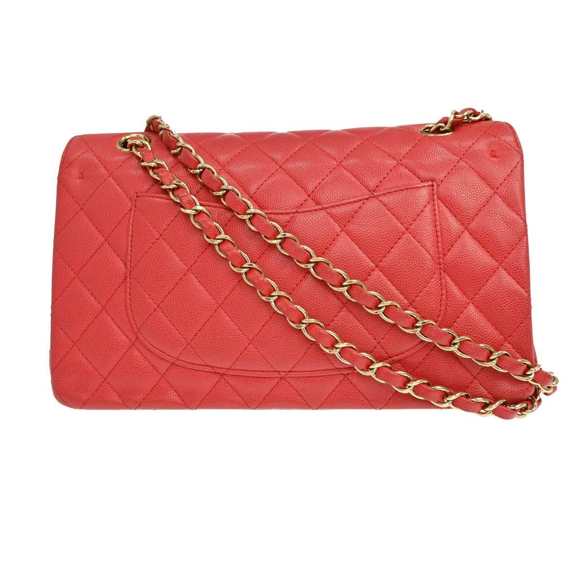 Chanel Timeless - Classic Double Flap Quilted Caviar Pink Leather Shoulder Bag Bag (Pre-Owned)