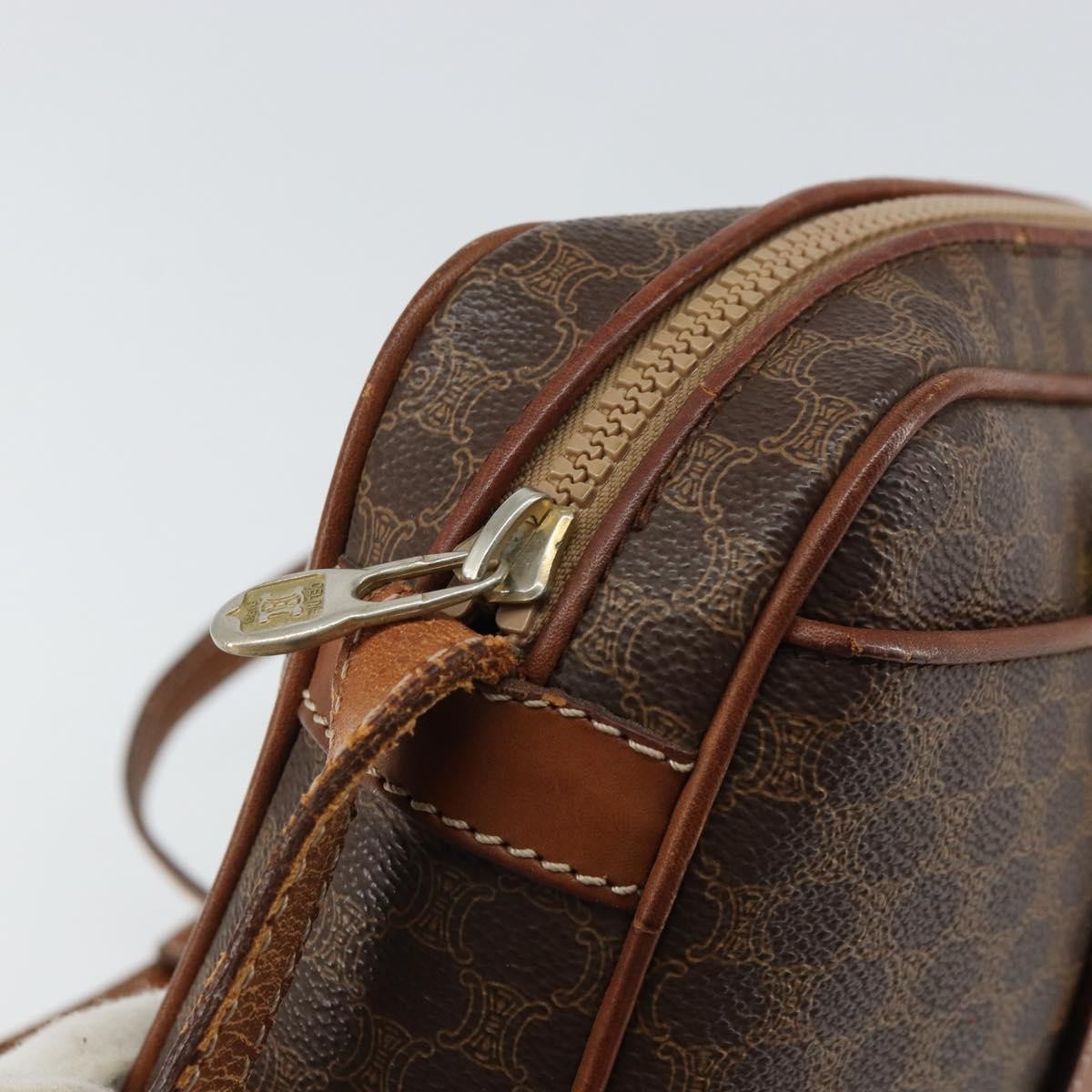 Celine Vintage Macadam Canvas And Leather Brown Canvas Shoulder Bag Bag (Pre-Owned)