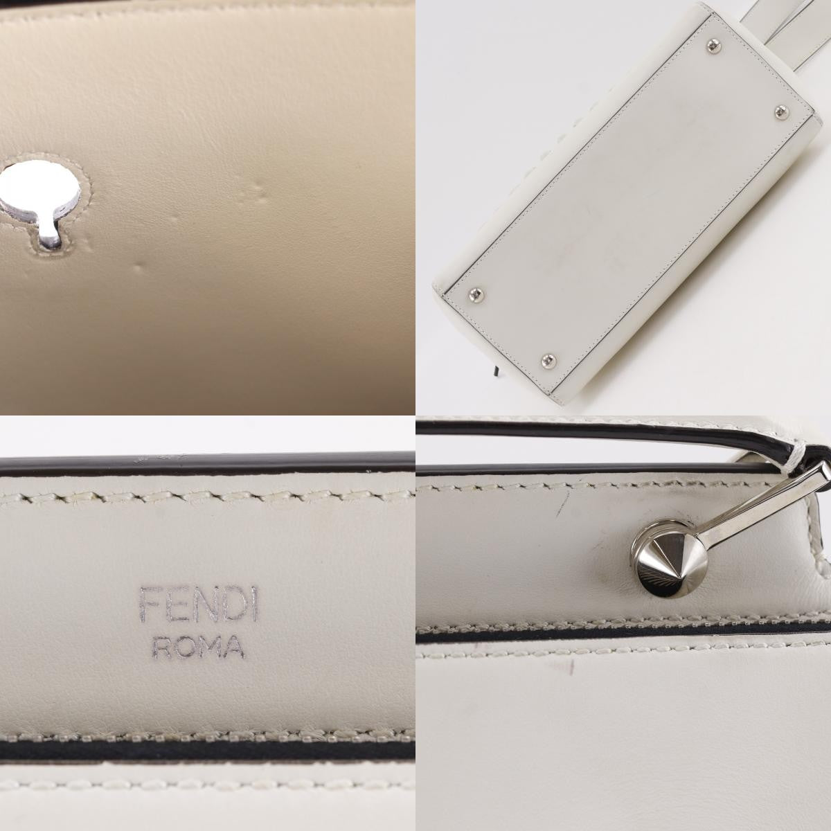 Fendi Dotcom Convertible Satchel Whipstitch Leather White Leather Handbag (Pre-Owned)