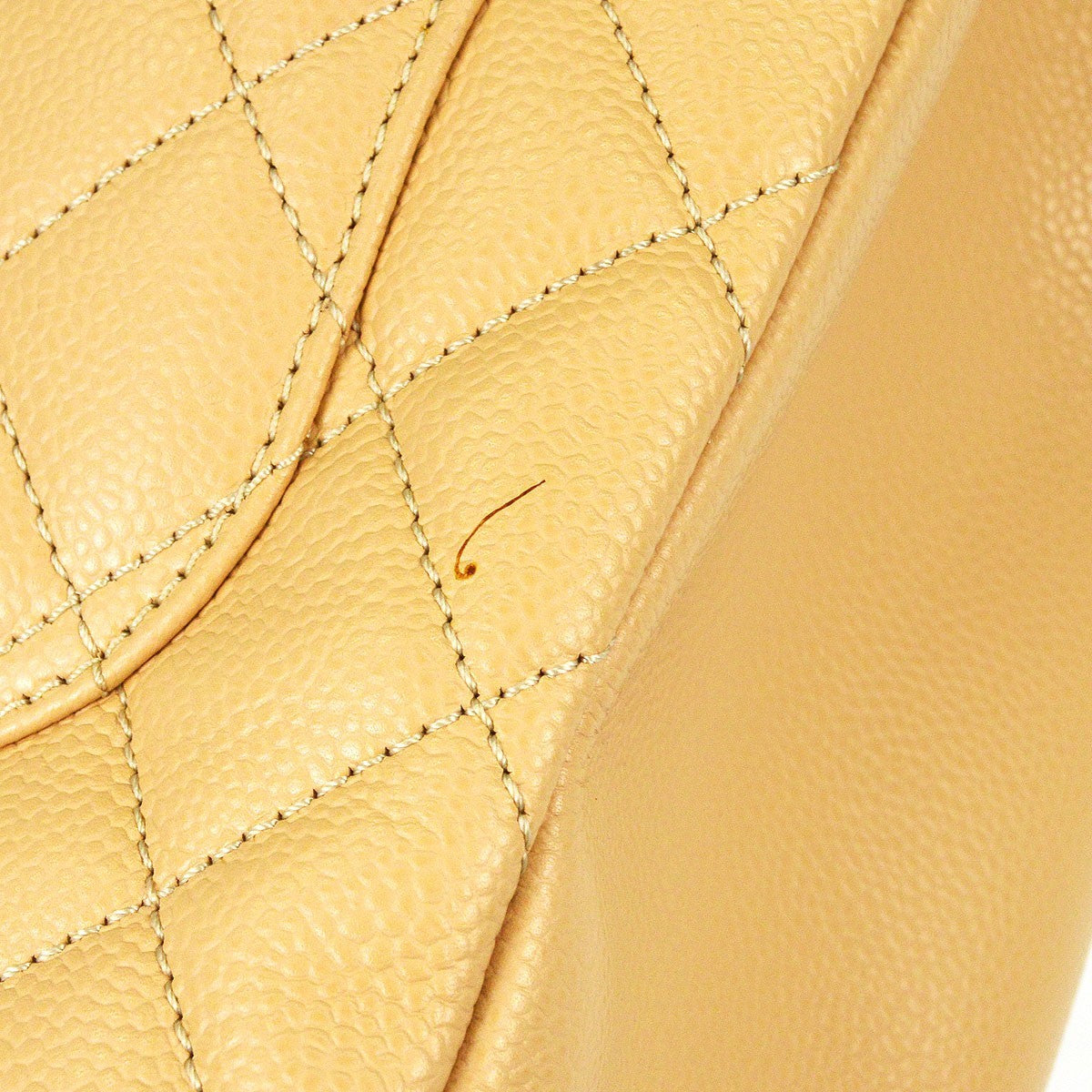 Chanel Grand Shopping Quilted Caviar Beige Calfskin Tote Bag Bag (Pre-Owned)
