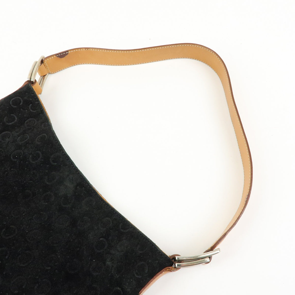 Celine C Macadam Shoulder Suede Black Suede Handbag (Pre-Owned)