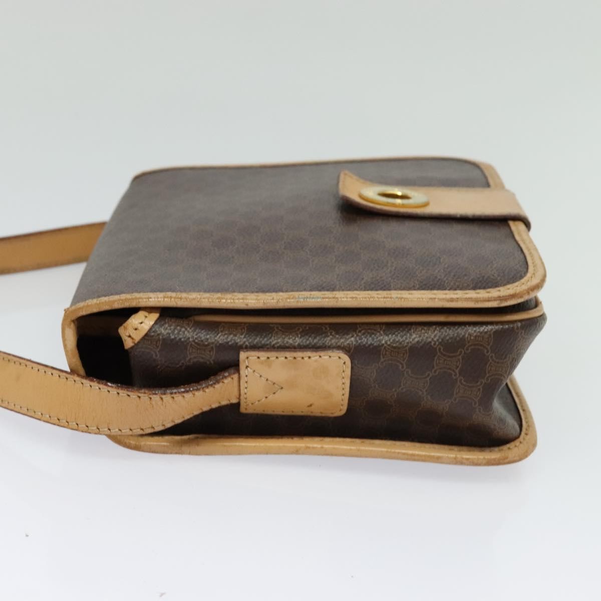 Celine Macadam Shoulder Pvc Leather Brown Canvas Bag (Pre-Owned)