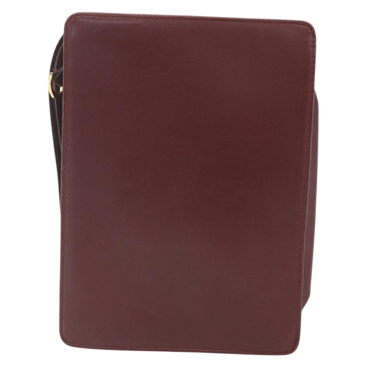 Cartier Must De Cartier Clutch Leather Burgundy Leather Clutche & Pouche Bag (Pre-Owned)