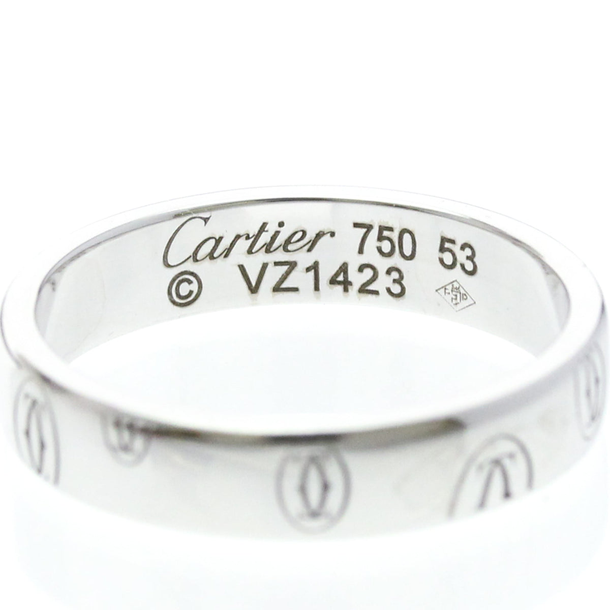 Cartier C De Cartier Happy Birthday Band 18K White Gold Silver White_Gold Ring Jewelry (Pre-Owned)
