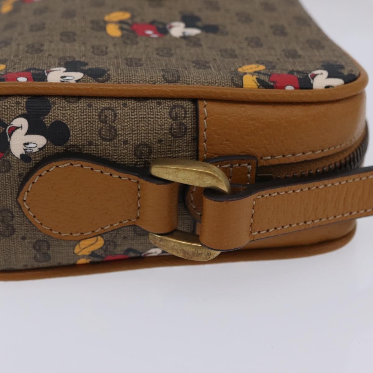 Gucci Disney Mickey Mouse Printed Mini Gg Coated Canvas Beige Canvas Shoulder Bag Bag (Pre-Owned)