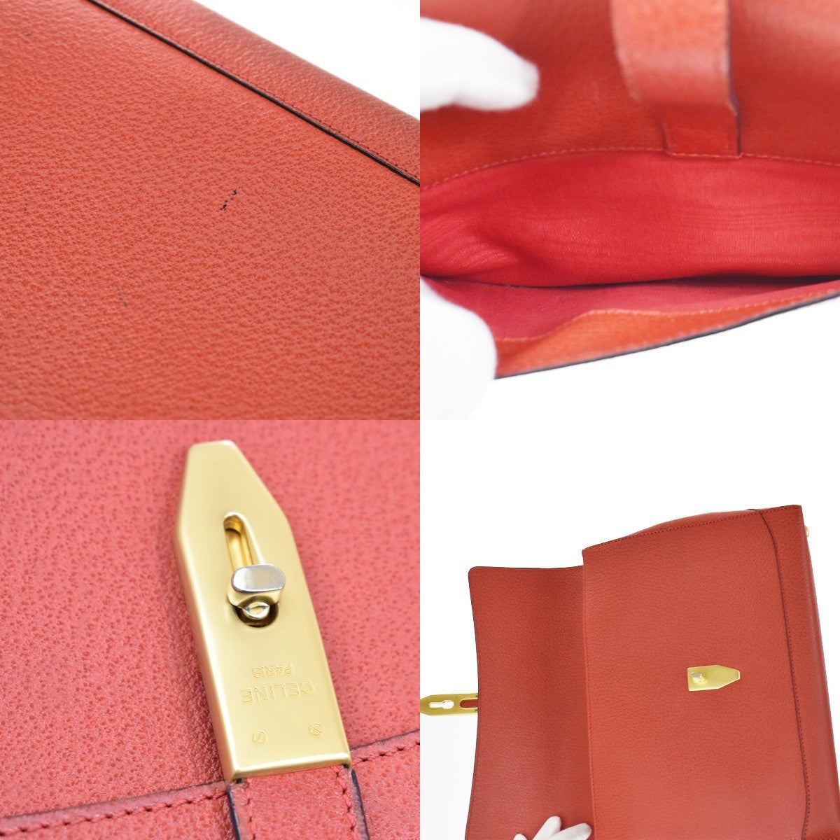 Celine Shoulder Leather Red Leather Shoulder Bag Bag (Pre-Owned)