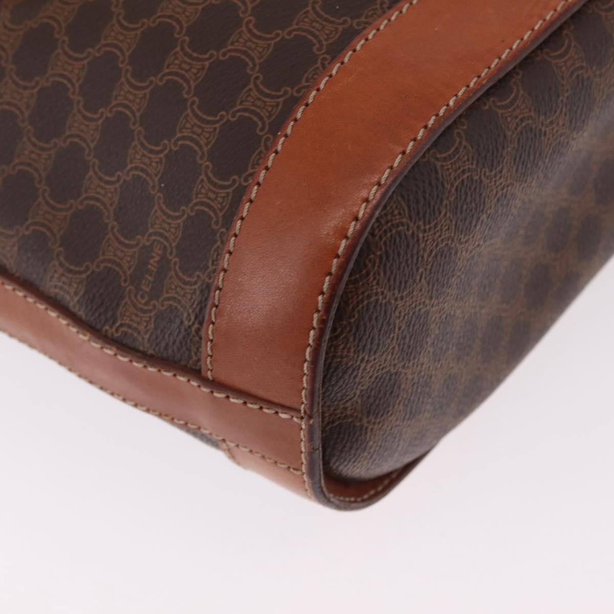 Celine Vintage Macadam Shopper Coated Canvas Brown Canvas Tote Bag Bag (Pre-Owned)