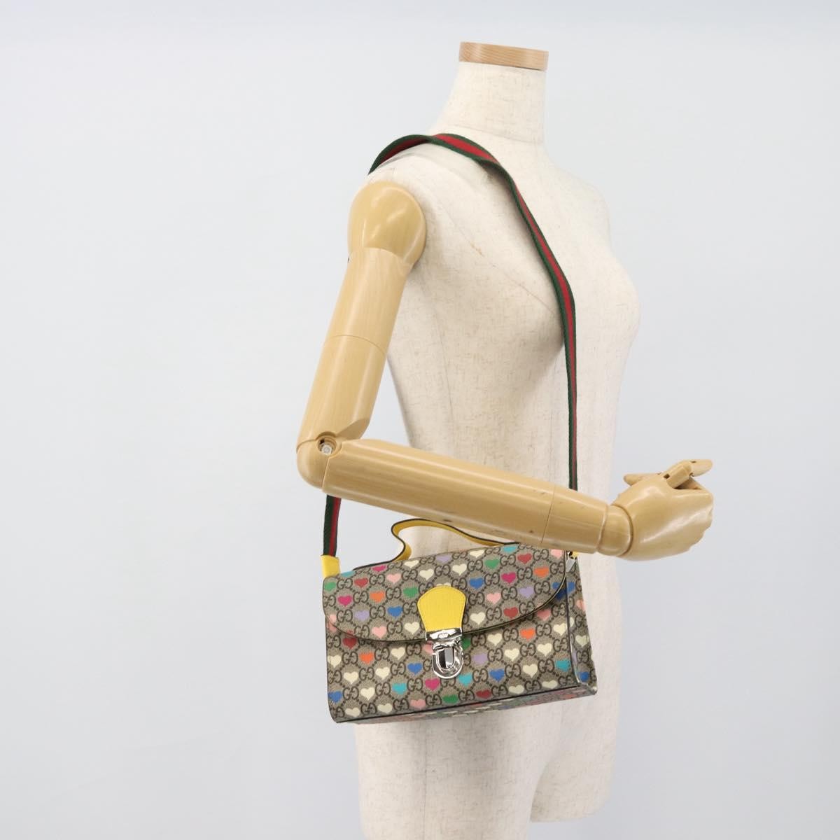 Gucci Children's Top Handle Flap Printed Gg Coated Canvas Beige Canvas Handbag (Pre-Owned)