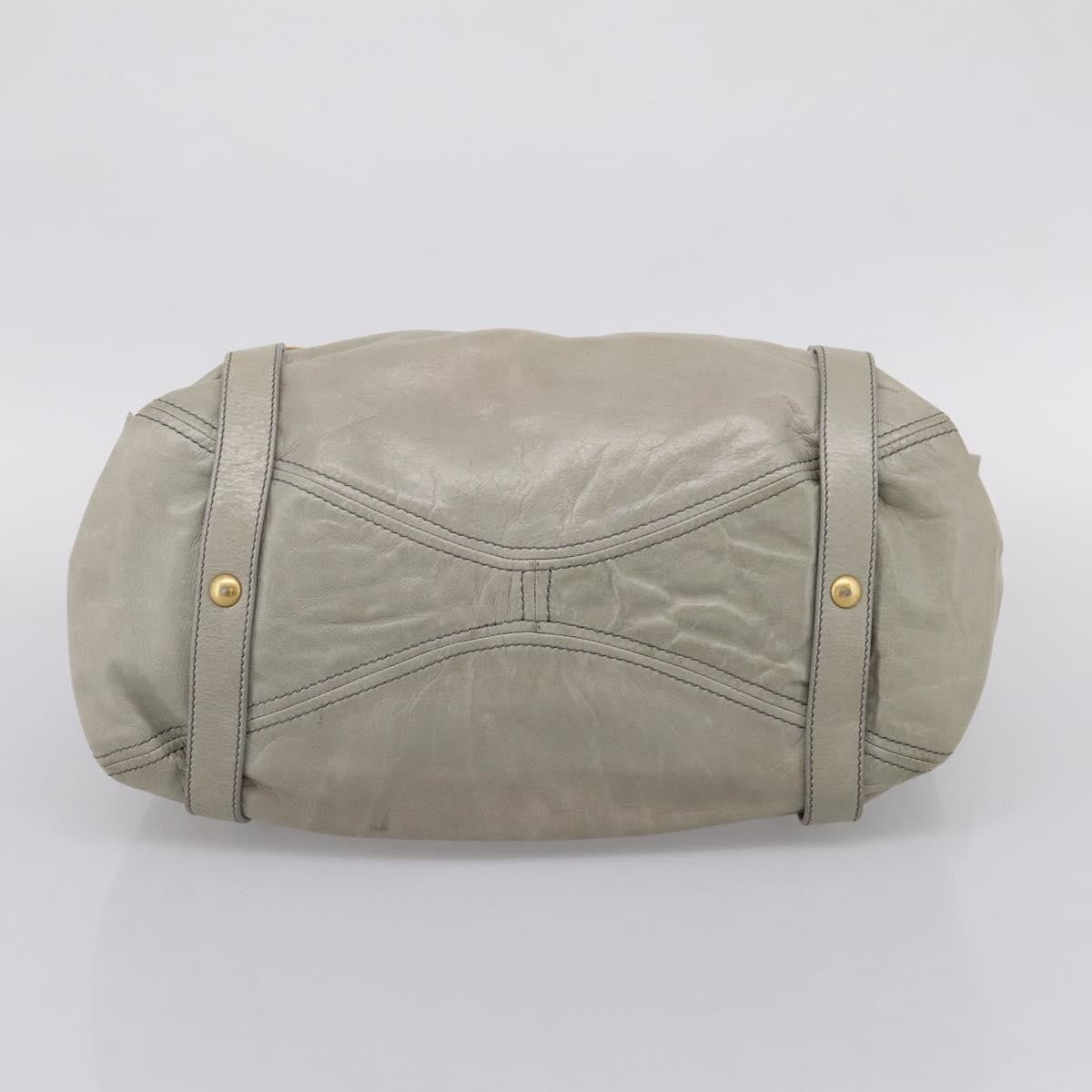 Miu Miu Bow Satchel Cervo Leather Gray Leather Handbag (Pre-Owned)
