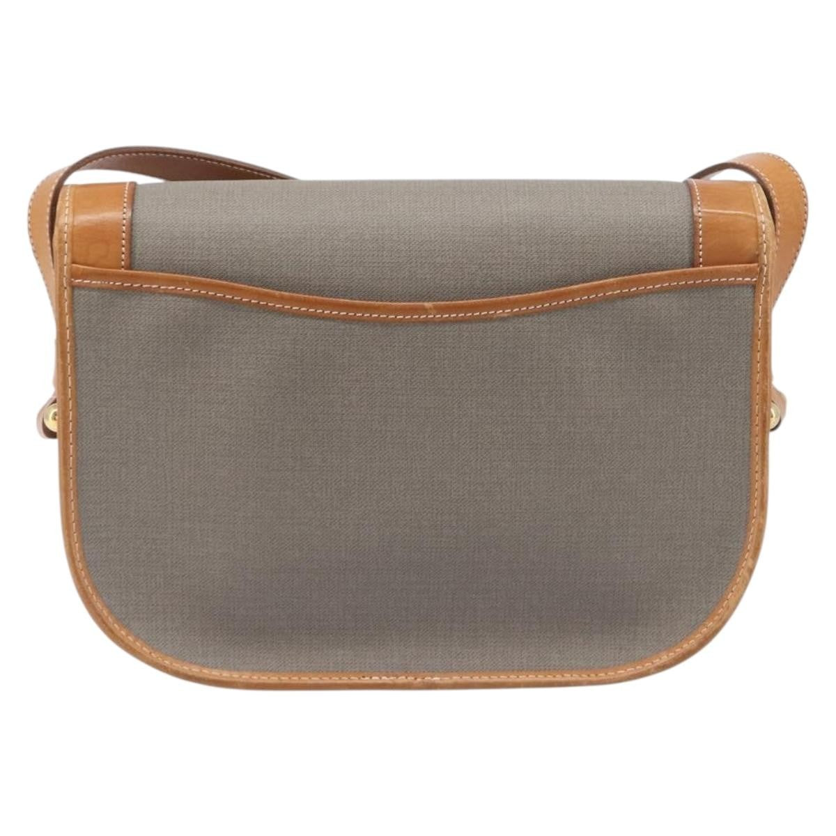 Christian Dior Vintage Cd Logo Canvas And Leather Gray Canvas Shoulder Bag Bag (Pre-Owned)