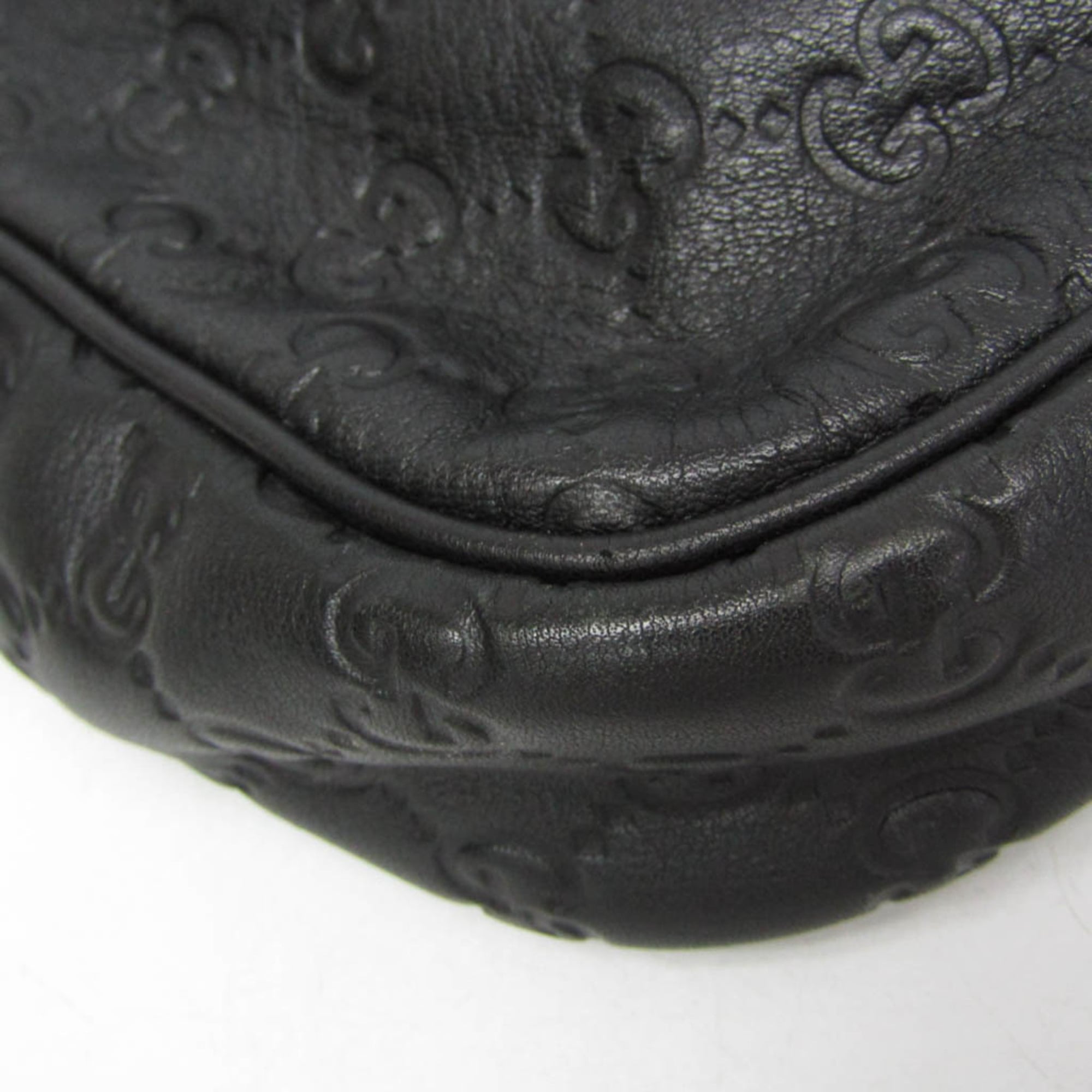 Gucci Convertible Briefcase Guccissima Leather Black Leather Briefcase Bag (Pre-Owned)