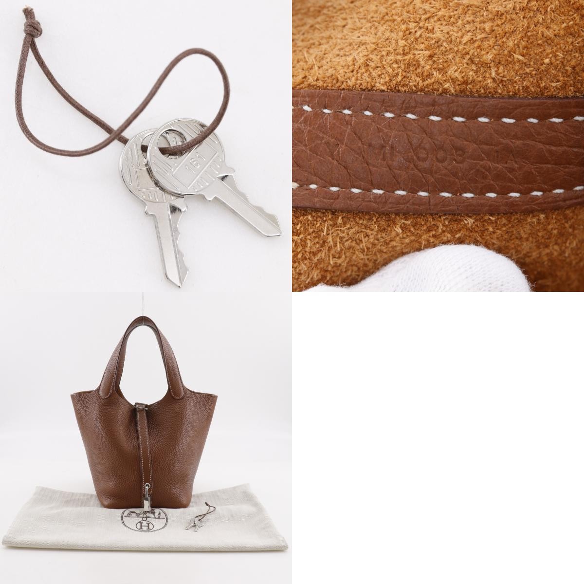 Hermes Picotin Clemence Brown Leather Handbag (Pre-Owned)