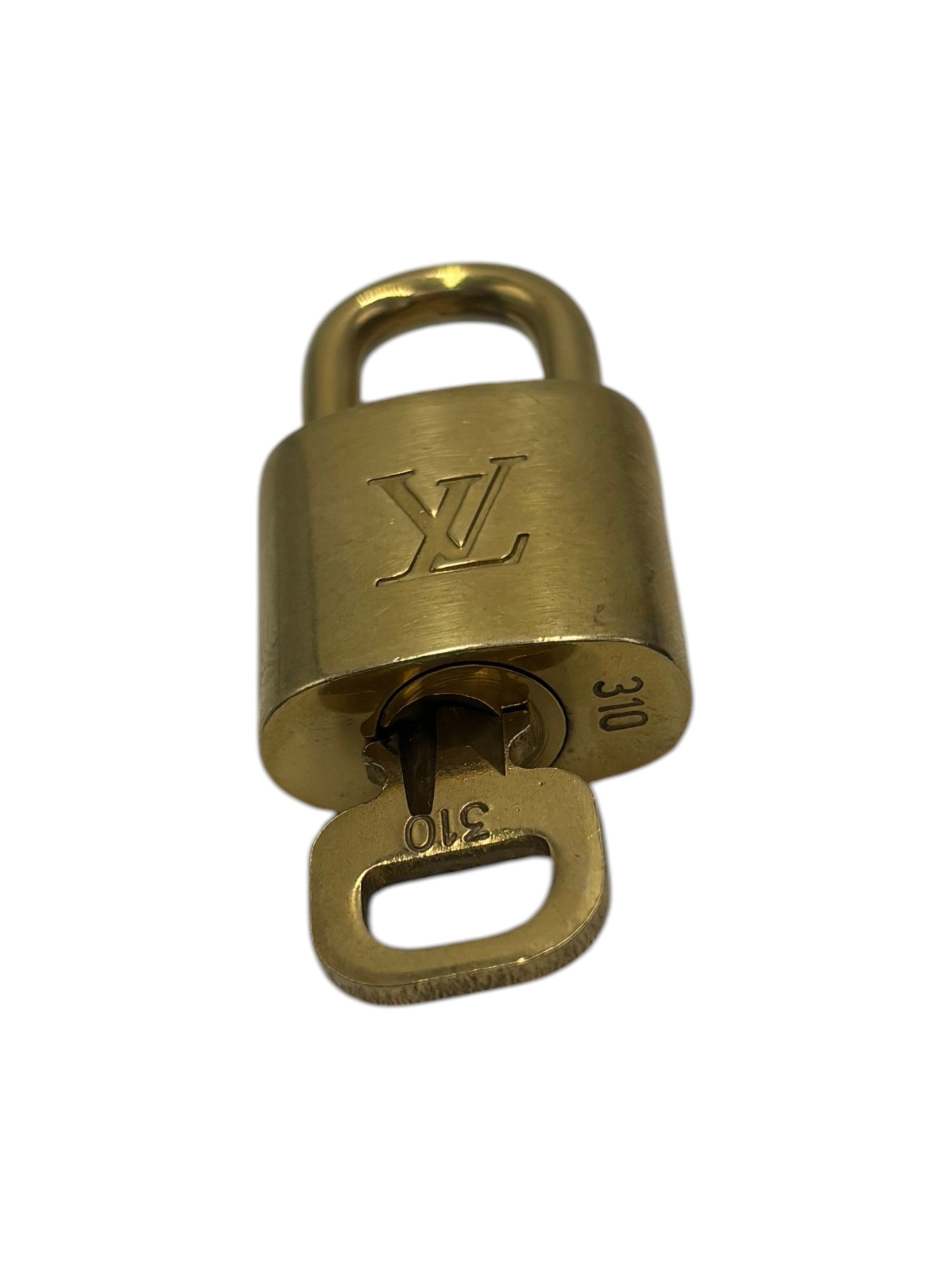 Louis Vuitton Padlock And Key Logo Cufflinks Metal Gold Metal Charms And Keychains Accessory (Pre-Owned)