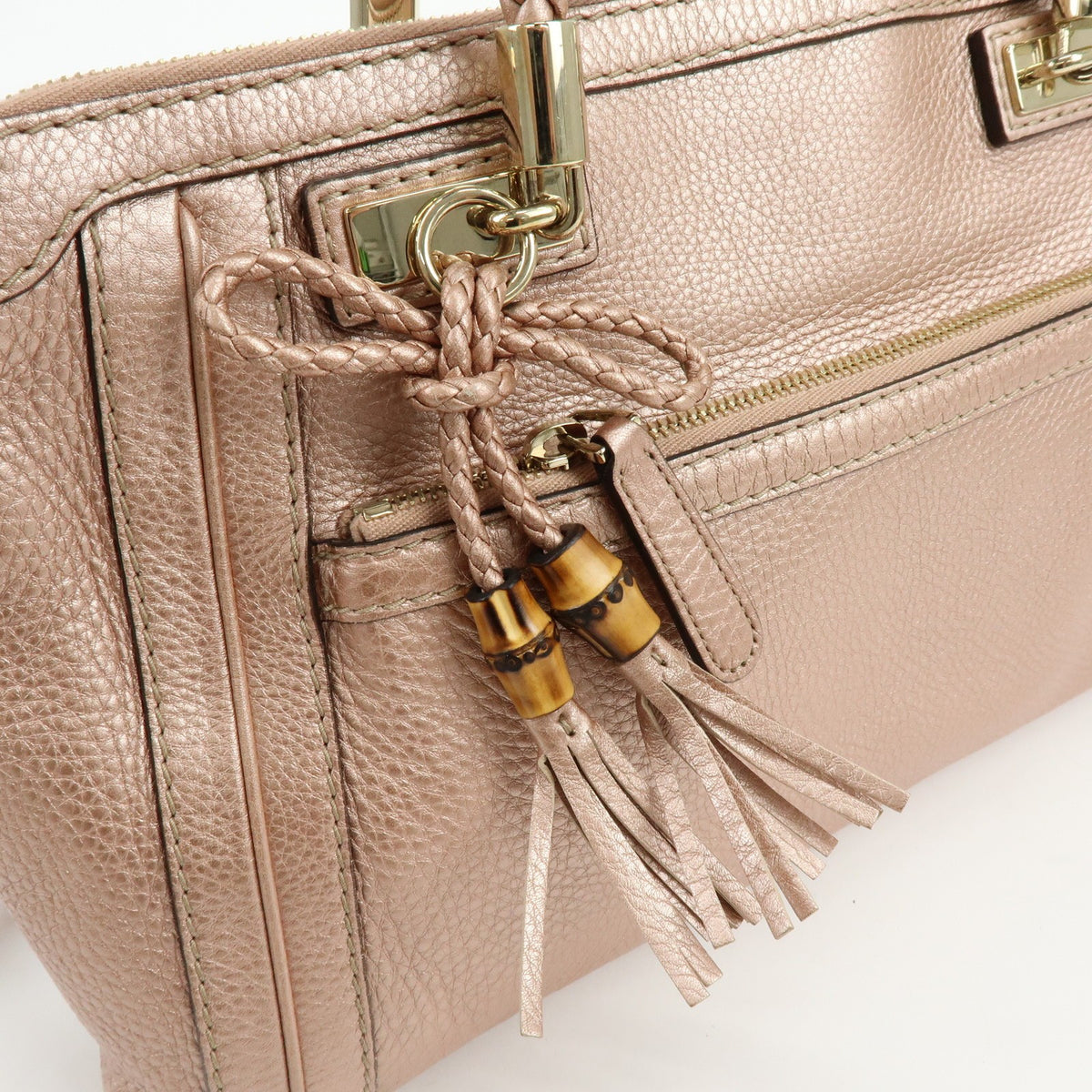 Gucci Bella Convertible Top Handle Leather Pink Leather Handbag (Pre-Owned)