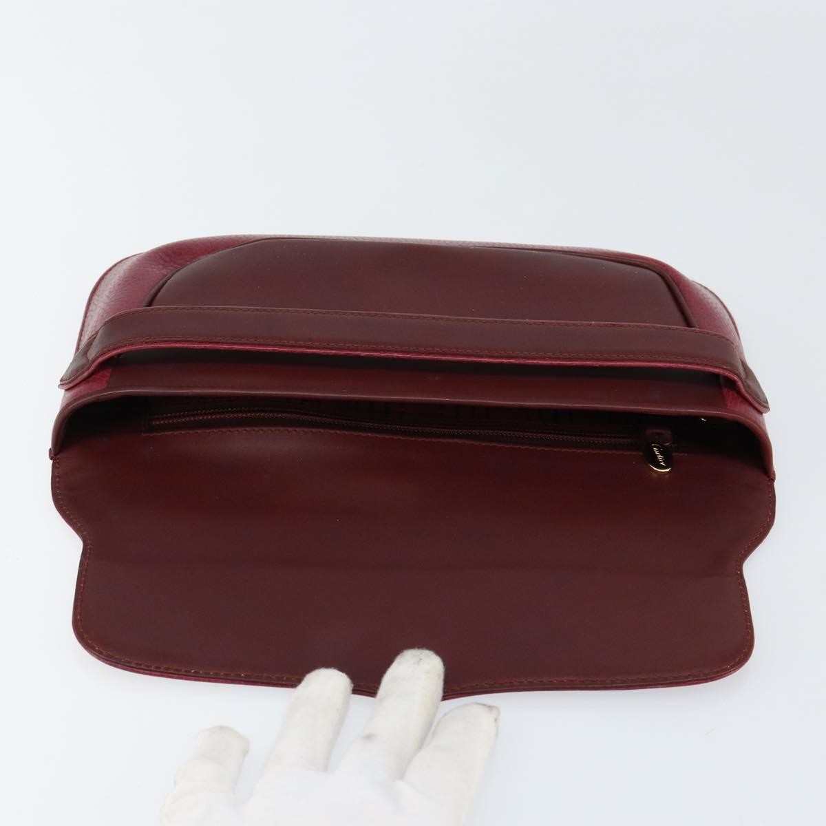 Cartier Must De Cartier Clutch Leather Burgundy Leather Clutche & Pouche Bag (Pre-Owned)