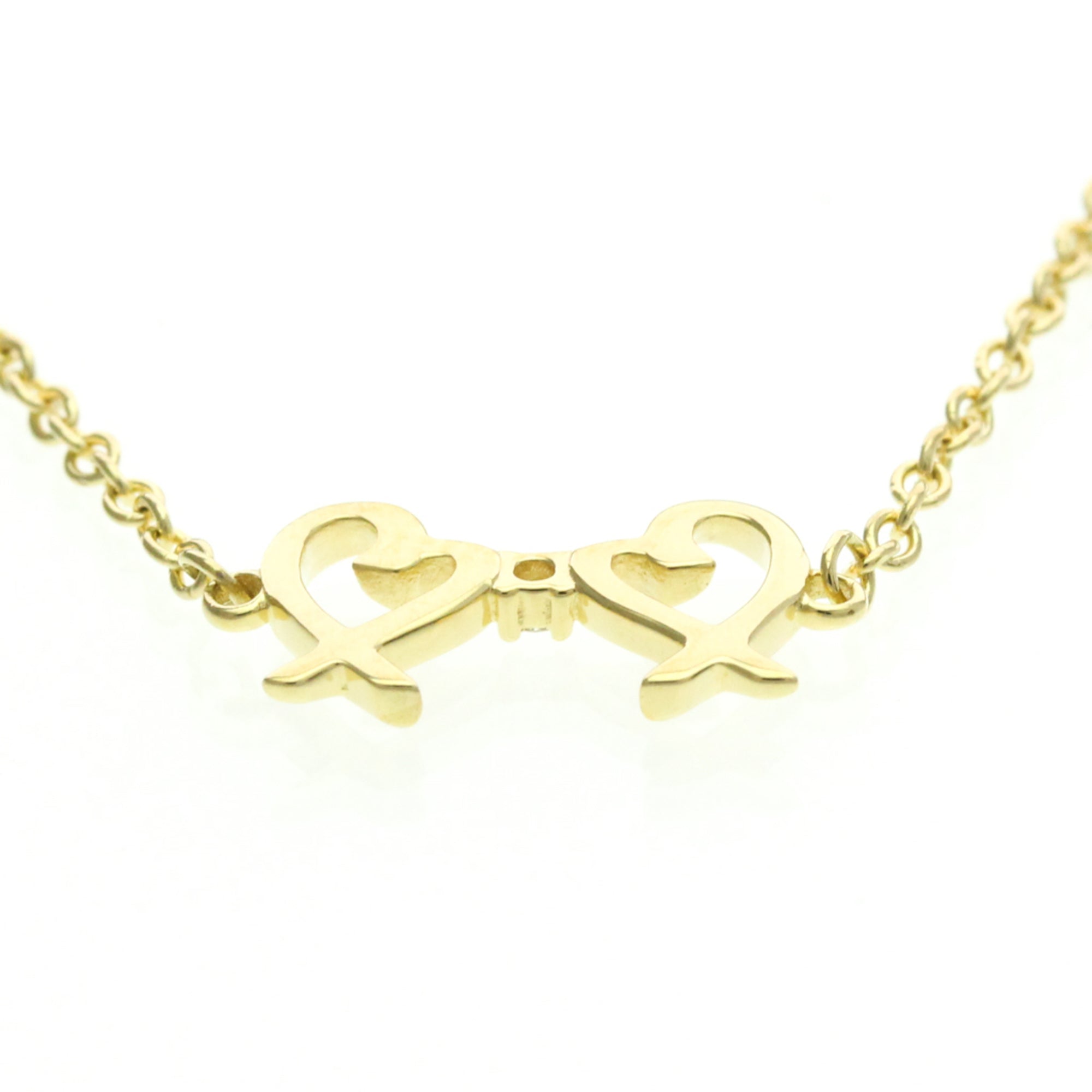 Tiffany & Co. Paloma Picasso Double Loving Heart 18K Yellow Gold And Diamond Gold Yellow_Gold Bracelet Jewelry (Pre-Owned)